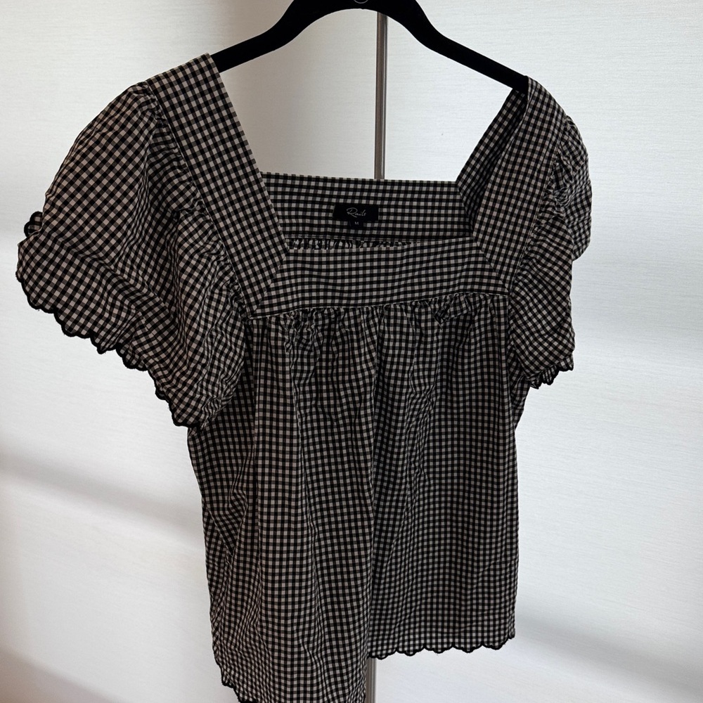 Rails Black and White Checkered Blouse